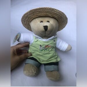 Starbucks 2006 Bearista Bear Plush Spring Gardener with straw hat in costume